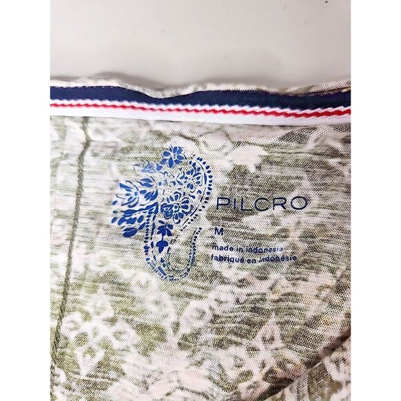 PILCRO x ANTHRO Spliced Neck Tee in Green Geometric Diamond Womens Medium - Picture 5 of 7